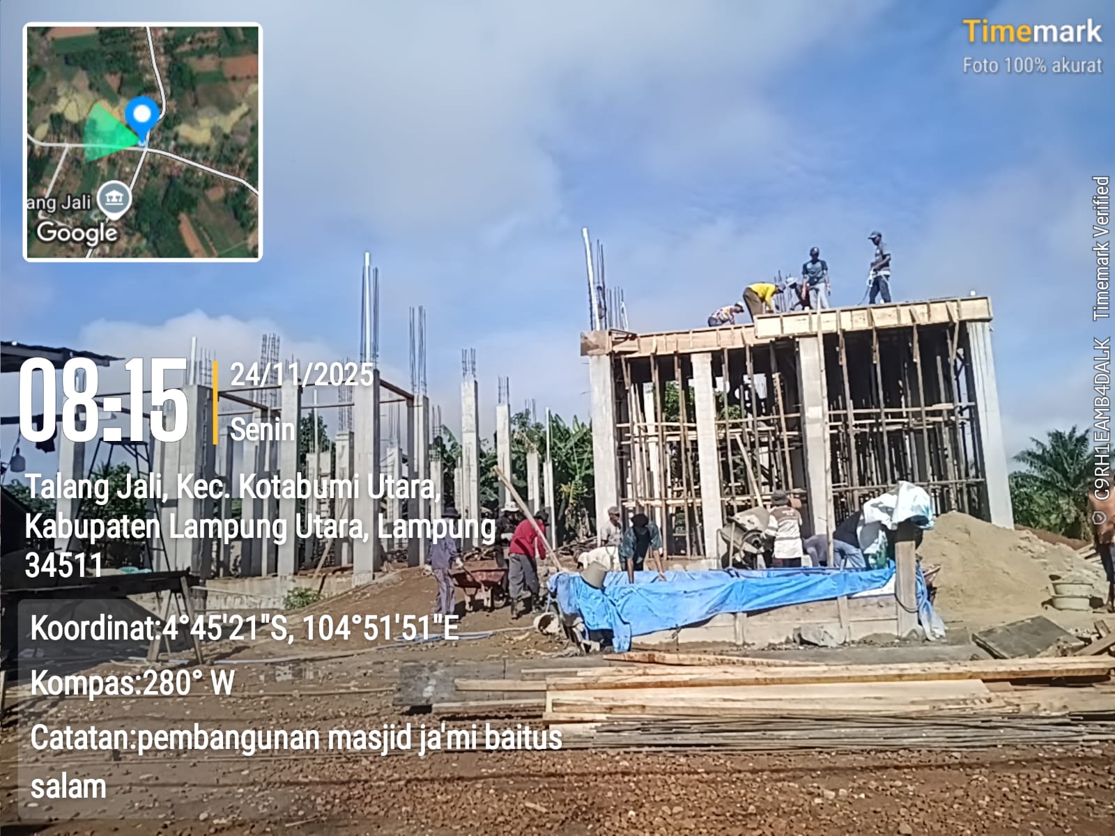 Pembuatan dak atap beton (cor) Kanan Masjid Jami baitussalam